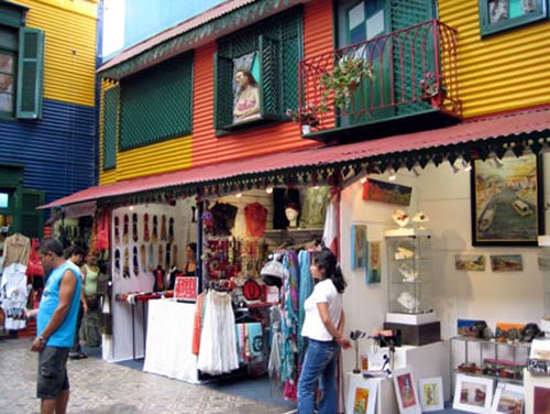 Colorful shopping area