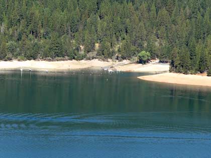 Looking north at Cascade Shores Campgrounds & boat moorings