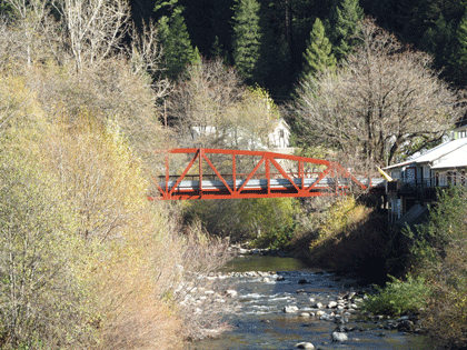 Single lane bridge on Hwy 49, newly painted