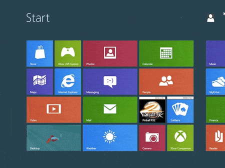 Windows 8 Start. Note that when you first get into the Start you have such useless apps such as camera, XBox games, Xbox live and other apps of no use to a business PC. 